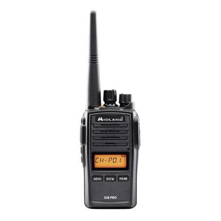 Midland - Talkie Walkie Longue Portée 12Km Professionnel G18 Pro, Récepteur Radio Émetteur 99 Canaux PMR446 - Militaire MIL-STD-