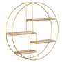 IDMarket - Etagère murale ronde LILY 4 niveaux bois et métal doré design industriel