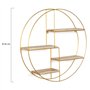 IDMarket - Etagère murale ronde LILY 4 niveaux bois et métal doré design industriel