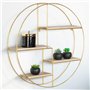 IDMarket - Etagère murale ronde LILY 4 niveaux bois et métal doré design industriel