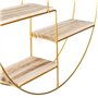 IDMarket - Etagère murale ronde LILY 4 niveaux bois et métal doré design industriel