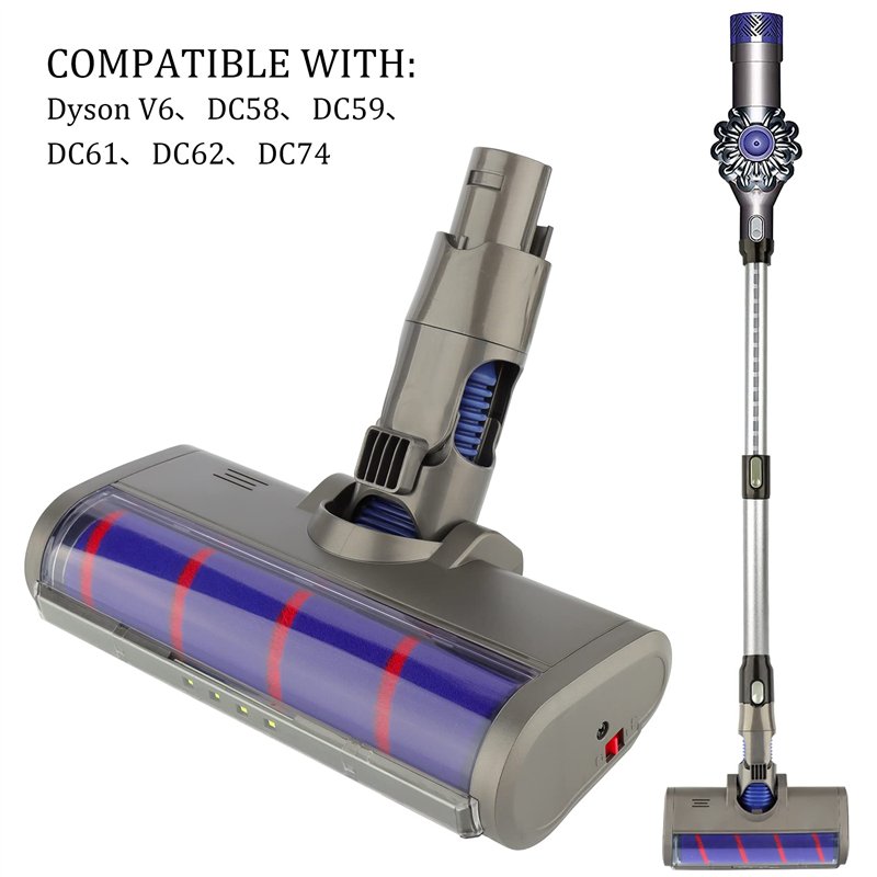 Image secondaire de Tête de Nettoyage à Rouleau Souple de Remplacement pour Dyson V6, DC58, DC59, DC61, DC62, DC74 Aspirateurs, Accessoire de Brosse