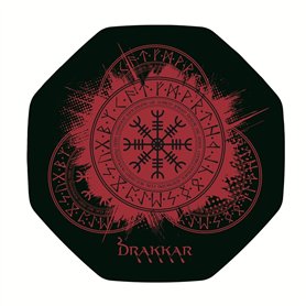 Konix Drakkar Tapis de Sol Gaming Kattegat 98 x 98 cm pour Chaise de Bureau - Revêtement antidérapant - Motif Viking - Noir et R