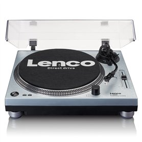 Lenco L-3809 Platine Vinyle - Platine DJ Direct Drive - USB - Préampli - 33 et 45 RPM - MMC - RCA - Sortie Ligne - Bleu Métallis
