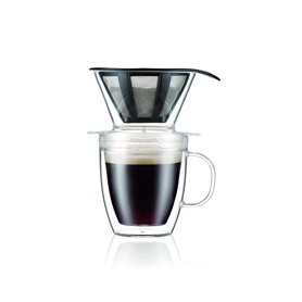 K11872-10SA POUR OVER Set filtre à café individuel et mug isotherme en plastique double paroi, 35 cl