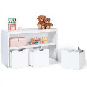 IDMarket - Meuble de rangement enfant MANA en bois blanc 3 tiroirs cubes sur roulettes