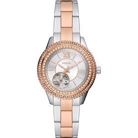 Fossil Montre pour femmes Stella, mouvement automatique, boîtier de 34 mm en acier inoxydable recyclé (au moins 50 %) avec brace
