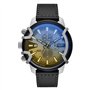 Diesel Montre pour homme Griffed, mouvement chronographe, boîtier en acier inoxydable argenté de 48 mm avec bracelet en cuir, DZ