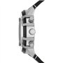 Diesel Montre pour homme Griffed, mouvement chronographe, boîtier en acier inoxydable argenté de 48 mm avec bracelet en cuir, DZ