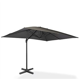 IDMarket - Parasol déporté inclinable rotatif 360 CALVI gris 3x4 M avec housse
