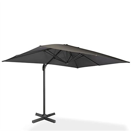 IDMarket - Parasol déporté inclinable rotatif 360 CALVI gris 3x4 M avec housse