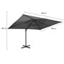IDMarket - Parasol déporté inclinable rotatif 360 CALVI gris 3x4 M avec housse