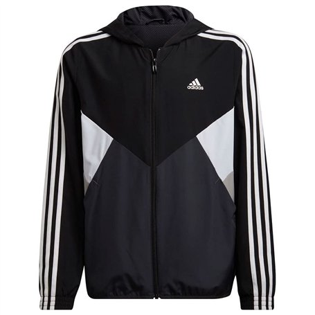 adidas CB Wnd Br Top à Capuche, Carbon/Black/MGH Solid Grey, 164 cm Mixte Enfant