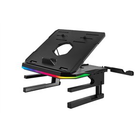 Enermax Support réhausseur Ergonomique de PC Portable/Moniteur Rotatif RGB 360° Pliable, installez jusqu'à 3 périphériques, Char