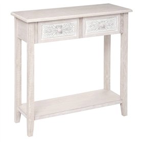 Atmosphera - Console Hina - Bois Blanchi - 2 tiroirs