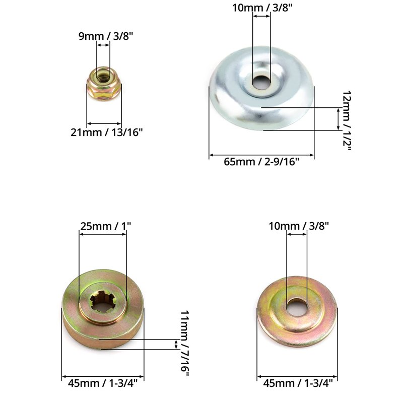 Image secondaire de QWORK® 4pcs Kit de Écrous de Rechange en Métal pour Lames de Boîte de Vitesse, Pieces Detachees pour Debroussailleuse et Tondeus