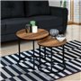 IDMarket - Lot de 2 Tables Basses gigognes Hawkins Rondes 40/45 Bois foncé Design Industriel