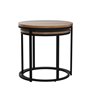 IDMarket - Lot de 2 Tables Basses gigognes Hawkins Rondes 40/45 Bois foncé Design Industriel
