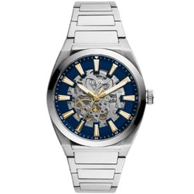 Fossil Montre pour femmes Everett, mouvement automatique, boîtier en acier inoxydable argenté de 42 mm avec bracelet en acier in