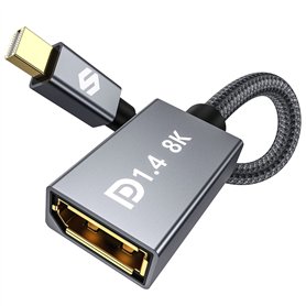 Silkland Adaptateur Mini DP 1.4 Vers DP 8K@60Hz 4K@144Hz, Thunderbolt 2 Nylon Avec HDR HBR3 G-Sync FreeSync, Mini DisplayPort Ve