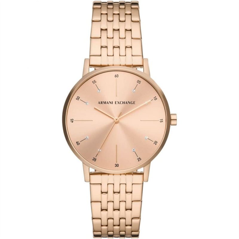 Armani Exchange - Montre à Trois Aiguilles pour Femme, Acier Inoxydable Recyclé à 50 % Au Moins, Couleur Or Rose, AX5581