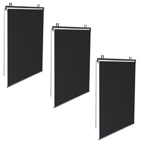 IDMarket - Lot de 3 Stores enrouleurs L.124 x H. 225 CM pour pergola Noir