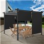 IDMarket - Lot de 3 Stores enrouleurs L.124 x H. 225 CM pour pergola Noir