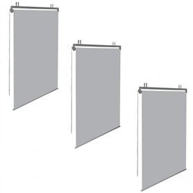 IDMarket - Lot de 3 Stores enrouleurs L.124 x H. 225 CM pour pergola Gris Clair