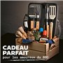 Praknu Ensemble d'ustensiles de Barbecue Essentiels en Acier INOX et Bois - 4 pièces - Résistant à la Chaleur et antirouille - a