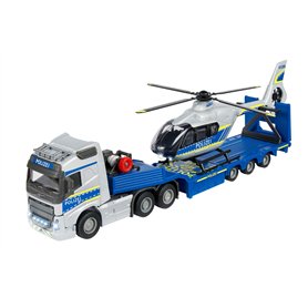 Majorette 213716000 Grand Series SOS Volvo FH-16 Camion de Police avec hélicoptère moulé sous Pression, Multicolore, Taille Uniq