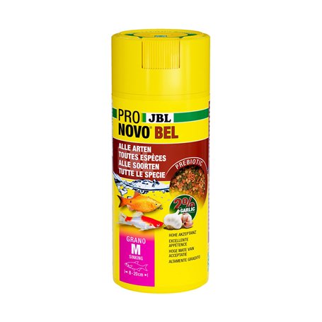 JBL PRONOVO BEL GRANO, Aliment de Base pour tous Poissons d'Aquarium de 8-20 cm, Granulés pour Poissons, Doseur à clic, taille M
