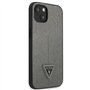 Guess GUHCP13SPSATLG Coque Rigide pour iPhone 13 Mini 5,4" Motif SaffianoTriangle Argent
