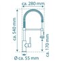 SCHÜTTE BOSTON 78580 Mitigeur de cuisine monocommande avec douchette extensible, ressort en spirale, mitigeur d'évier pour évier