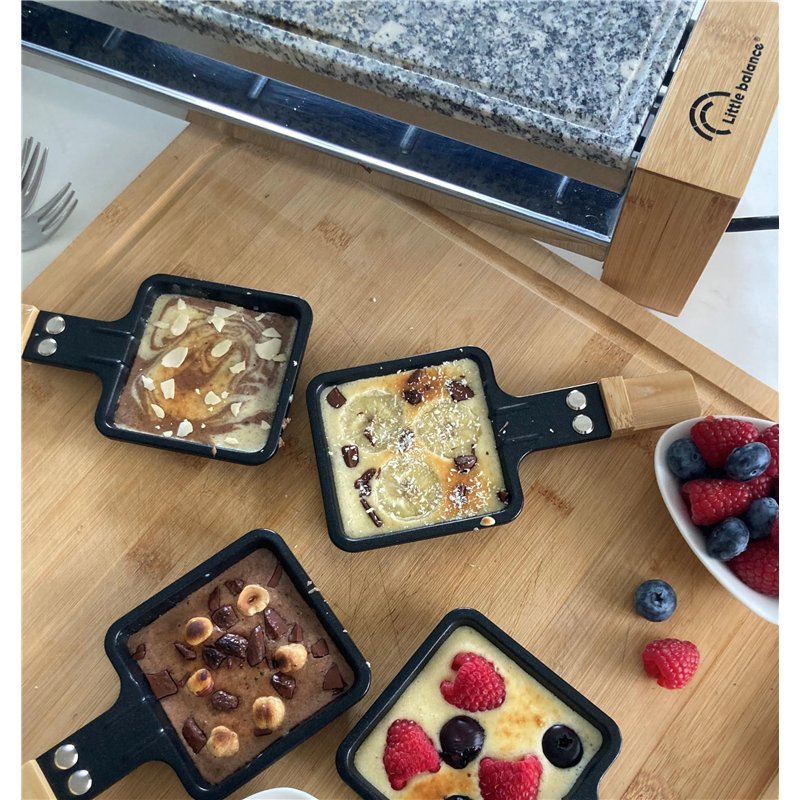 Image secondaire de LITTLE BALANCE 8619 Raclette 4 Meuuh…!, Raclette, Pierre à cuire, Pierre naturelle Granit, 2 fonctions en 1 seul appareil, 4 per