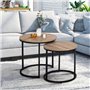 IDMarket - Lot de 2 Tables Basses gigognes Detroit Rondes 40/45 Design Industriel