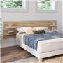 IDMarket - Tête de lit Suspendue en Lattes AVA 240 cm Bois Clair et étagères Blanches