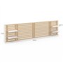 IDMarket - Tête de lit Suspendue en Lattes AVA 240 cm Bois Clair et étagères Blanches