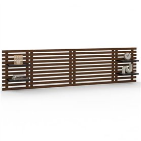 IDMarket - Tête de lit Suspendue en Lattes AVA 240 cm Bois Vieilli et étagères Noires