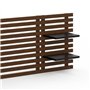 IDMarket - Tête de lit Suspendue en Lattes AVA 240 cm Bois Vieilli et étagères Noires