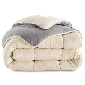 IDMarket - Couette 200x200 CM Zoe Polaire biface Gris et crème 400 GR