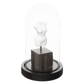 Atmosphera - Cloche Subli - résine et Verre - Noir et Blanc - H21 cm
