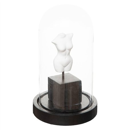 Atmosphera - Cloche Subli - résine et Verre - Noir et Blanc - H21 cm