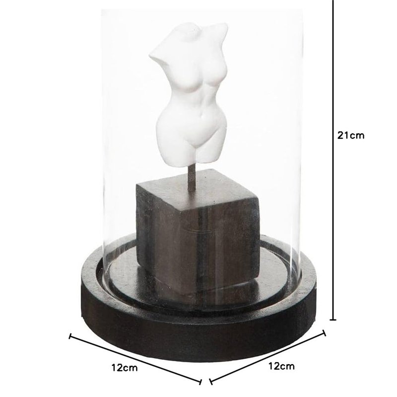 Image secondaire de Atmosphera - Cloche Subli - résine et Verre - Noir et Blanc - H21 cm