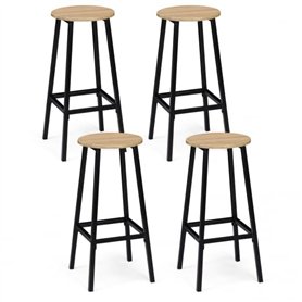 IDMarket - Lot de 4 tabourets de Bar Detroit Assise Ronde Design Industriel