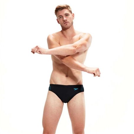 Speedo Hyper IIIoom Splice III Slip de Bain Homme, Noir/Bolt, L