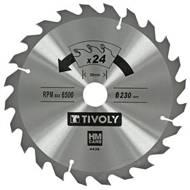 Tivoly XT50514004436 Lame de Scie Circulaire Ø230 x30mm x Z: 24 Dents Carbure, Coupe Débit - Pour Bois et plâtre