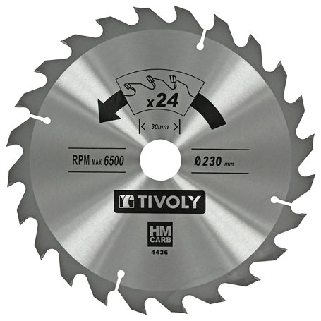 Tivoly XT50514004436 Lame de Scie Circulaire Ø230 x30mm x Z: 24 Dents Carbure, Coupe Débit - Pour Bois et plâtre