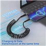 Cable USB C vers Lightning Spirale, Compatible Apple Carplay et certifié MFi, Câble Lightning USB C de voiture avec transmission