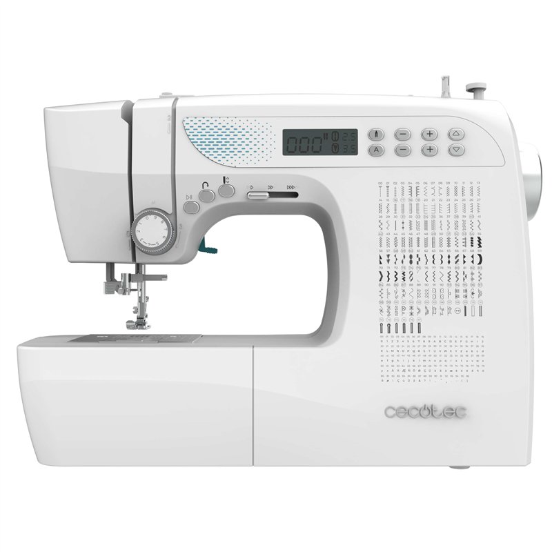 Cecotec Machine à coudre électronique BelleCouture 21500. Machine à coudre avec 215 points, écran LCD, bras libre, enfilage et b