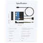 GRAUGEAR Panneau Avant 4 Ports 10Gbit/s, 2X USB-C+2X USB-A HUB USB3.2 Gen2, Panneau Avant pour Baie 3,5 Pouces, USB3.2 Gen2 Key 